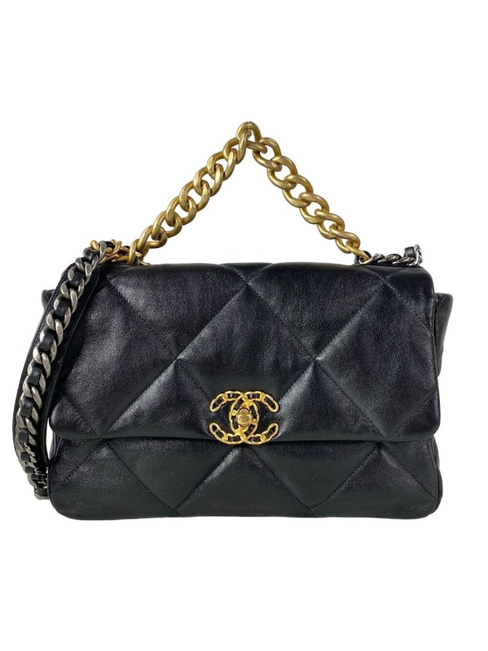 Chanel Shoulder Bag Chanel 19 Large Flap Black Silver Gold Chain